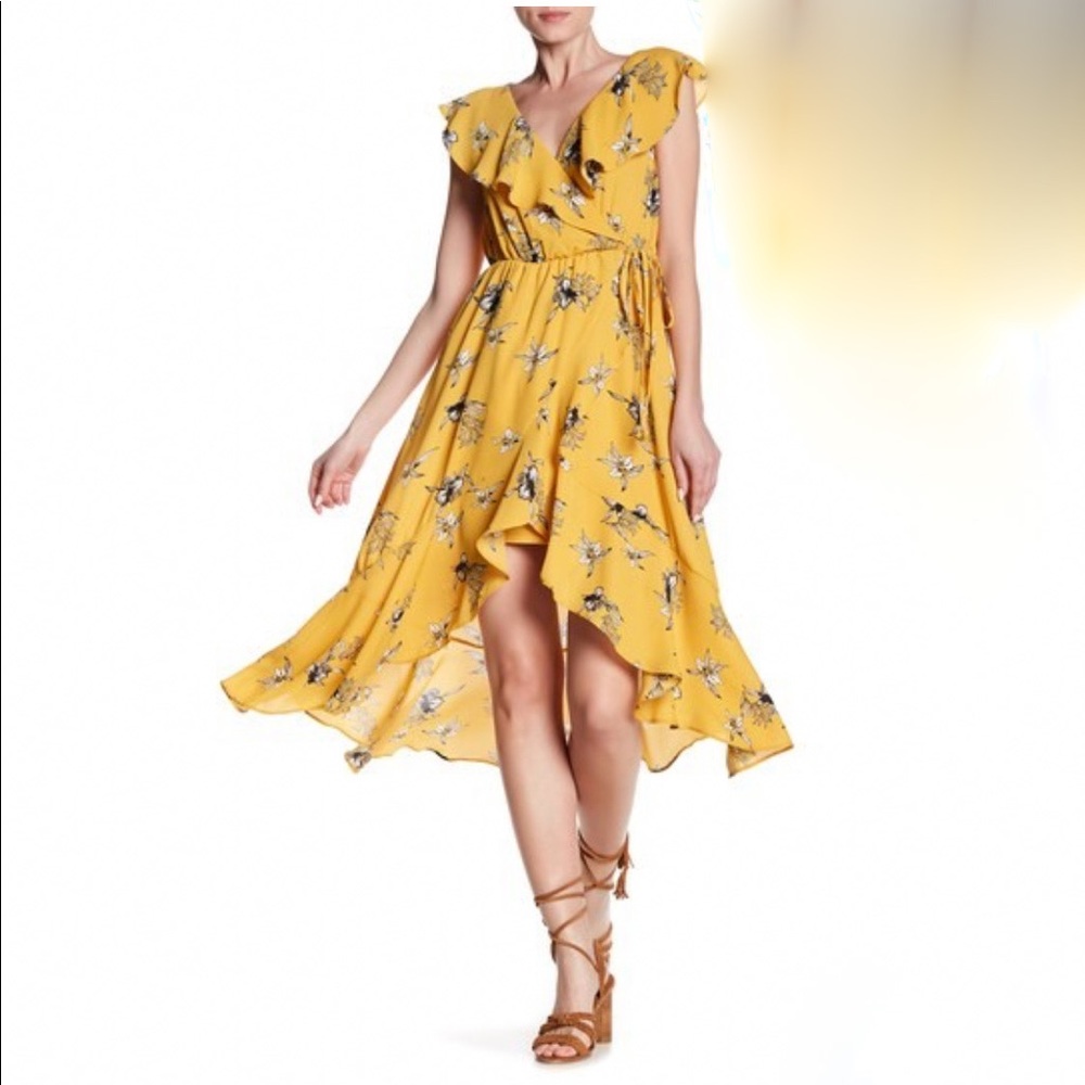 Soprano Ruffle Floral Printed High-Low Dress
